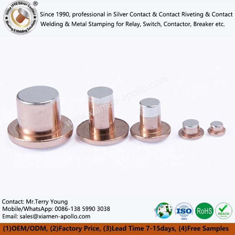 Tri-metal Electrical Contact Rivets Tri-metal Electrical Contact Rivets