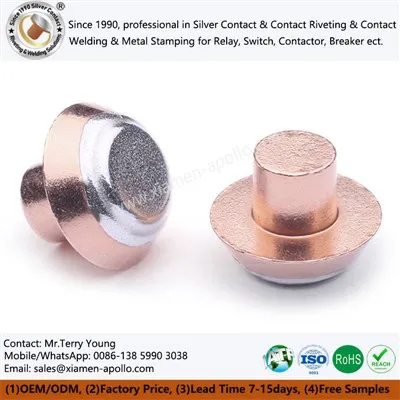 Spetsiaalne bimetaalse hõbedane kontakt